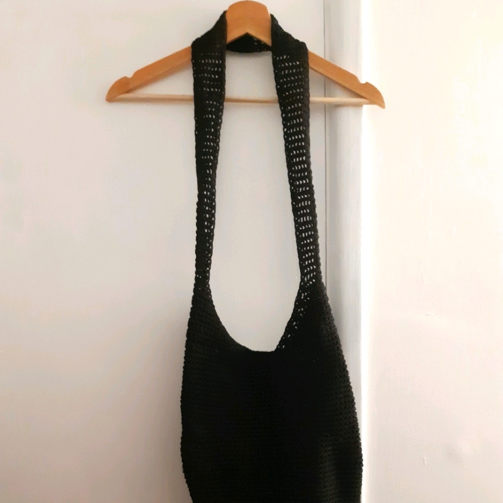 Black woven rope bag